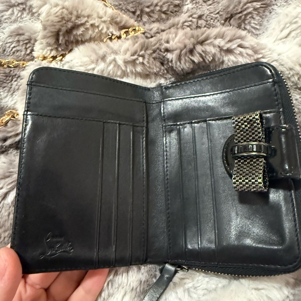 Christian Louboutin Black Leather Wallet with Gold Chain - Picture 3 of 10